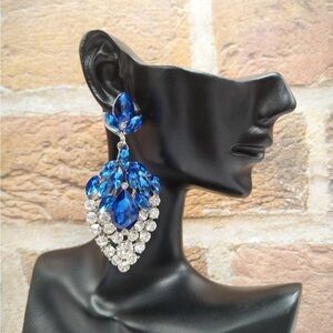 Dazzling Blue and Silver Crystal Earrings